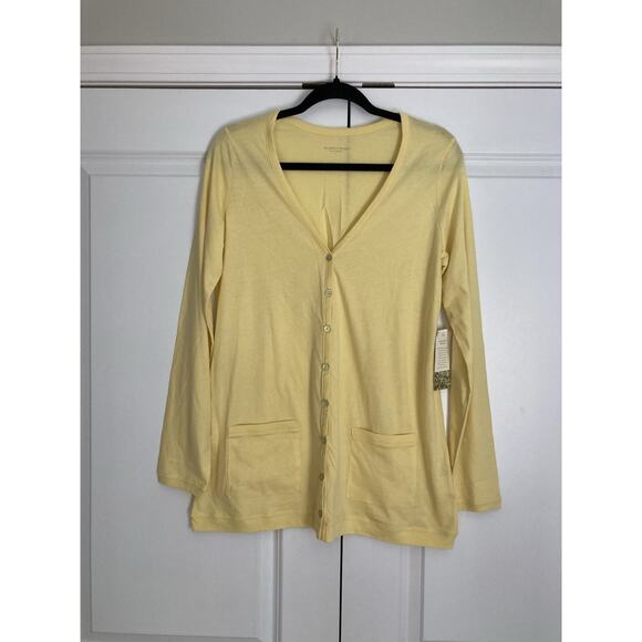 Eileen Fisher Women Small V Neck Elongated Jacket Sunshine Organic Cotton Jersey - Picture 1 of 9